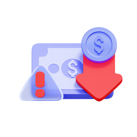 소득 손실 경고  3D Icon