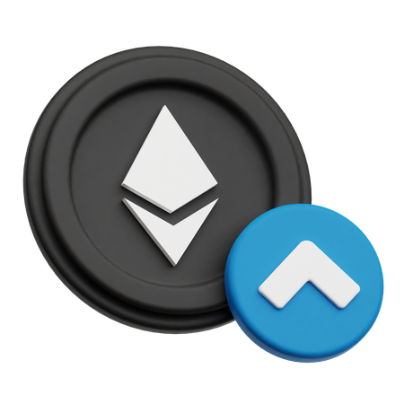 Increase Ethereum Crypto Coin  3D Icon