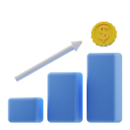 Increase Finance Graph  3D Illustration