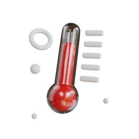 Red Thermometer The Concept Of Weather And Increased Temperature 3 D Illustration 3D Icon