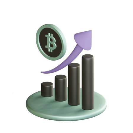 Increment in bitcoin pricing 3D Illustration