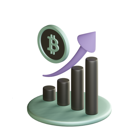 Incremento en el precio de bitcoin  3D Illustration