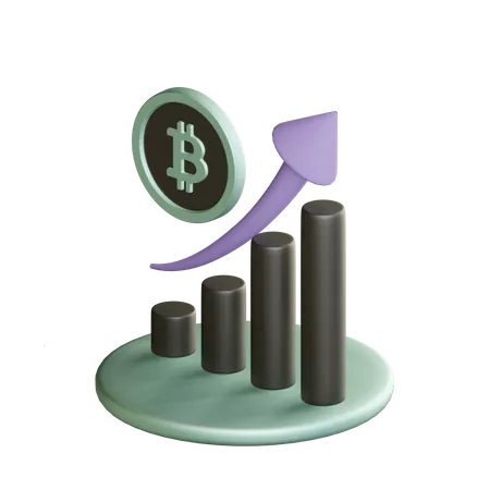 Incremento en el precio de bitcoin  3D Illustration