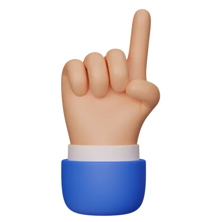 Index Pointing Up In A Blue Jacket With A White Cuff 3D Illustration