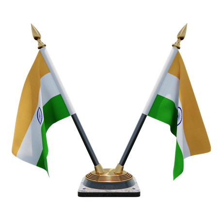 India Double Desk Flag Stand 3D Illustration