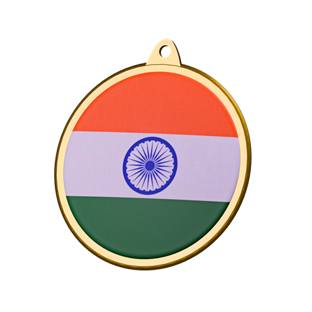 India Flag Medal Badge  3D Icon