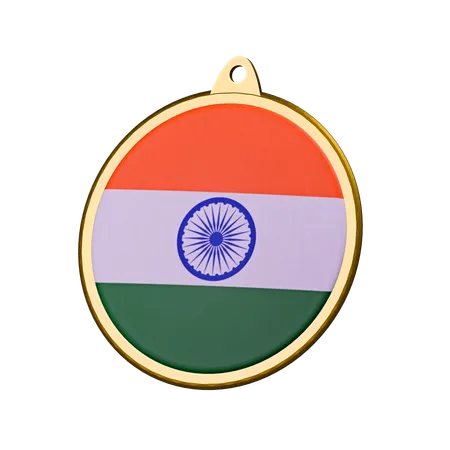 India Flag Medal Badge  3D Icon