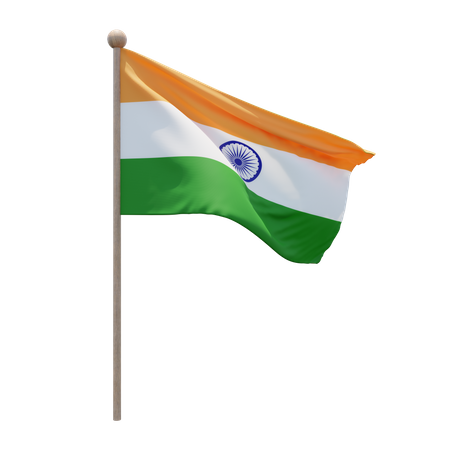 India Flag Pole  3D Flag