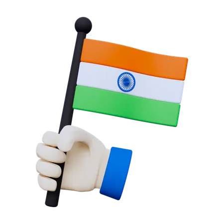 India Flag with Hand  3D Icon