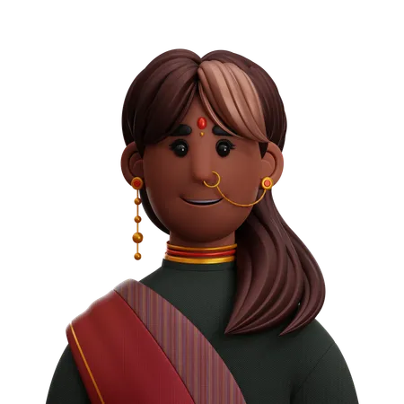 India Woman  3D Icon