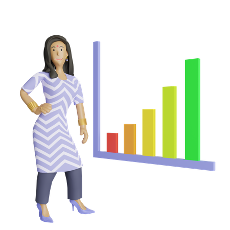 Indian business woman doing great in marketing  3D Icon