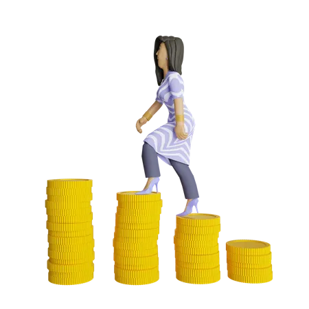 Indian female investor gaining profit from investment  3D Illustration