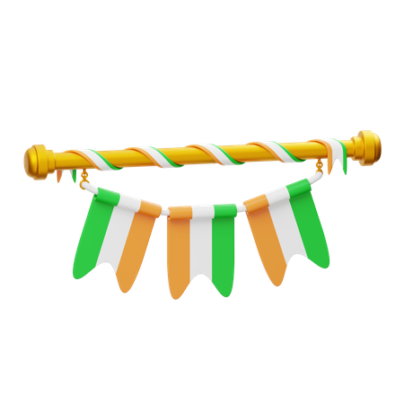 Indian Flag Decoration  3D Icon