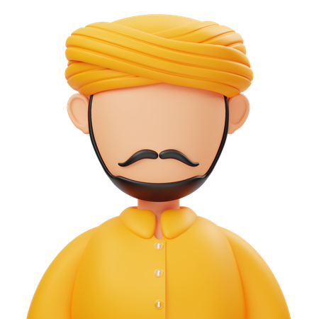 Indian Man  3D Icon