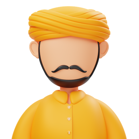 Indian Man  3D Icon