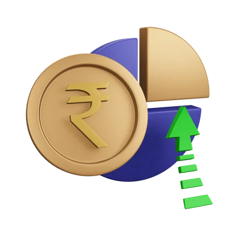 Indian Rupee Increase Monet Chart  3D Icon