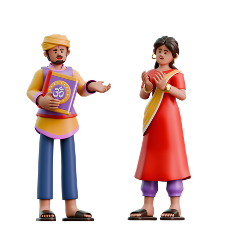 Indian Woman And Man Giving Each Other Advice  3D Illustration