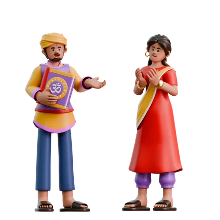Indian Woman And Man Giving Each Other Advice  3D Illustration