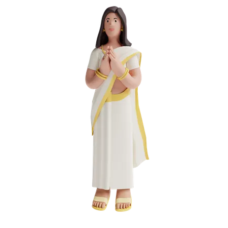 Indian woman in saree 3D Illustration