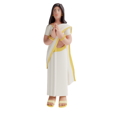 Indian woman in saree  3D Icon