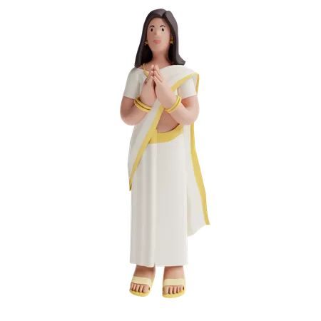 Indian woman in saree  3D Illustration