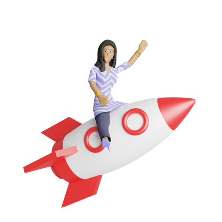 Indian woman launching business startup 3D Illustration