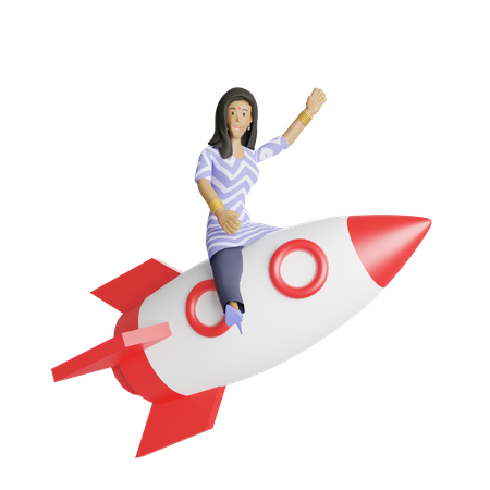 Indian woman launching business startup  3D Icon