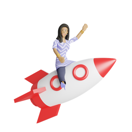 Indian woman launching business startup  3D Illustration