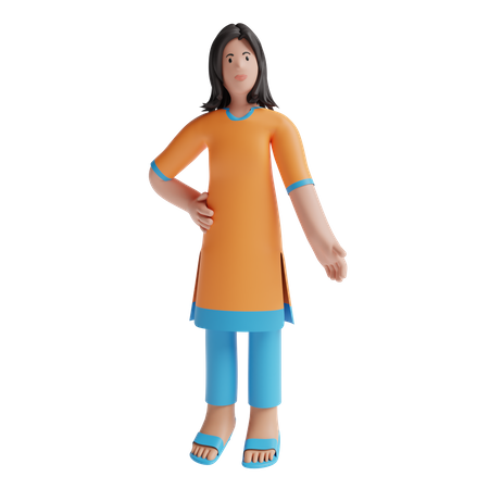 Indian Woman with traditional wear  3D Icon