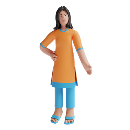 Indian Woman with traditional wear  3D Illustration