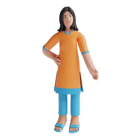 Indian Woman with traditional wear  3D Illustration