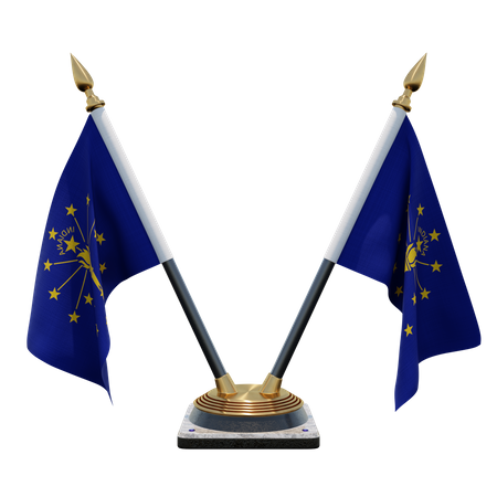 Support de drapeau de bureau double (V) Indiana  3D Icon