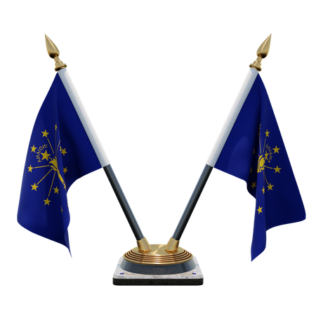 Indiana Double (V) Desk Flag Stand 3D Icon