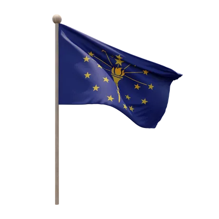 Indiana Flag Pole 3D Illustration