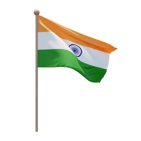 Indien Fahnenmast  3D Flag