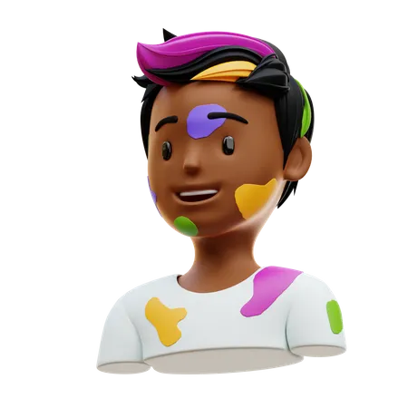 Indischer Junge mit Holi-Farbe  3D Icon