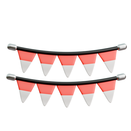 Indoneisan Flags Decoration  3D Icon