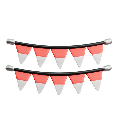 Indoneisan Flags Decoration  3D Icon