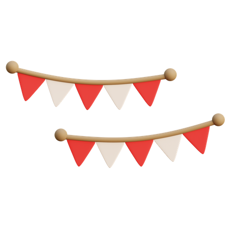 Indoneisan Flags Decoration  3D Icon