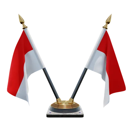 Indonesia Double Desk Flag Stand  3D Flag