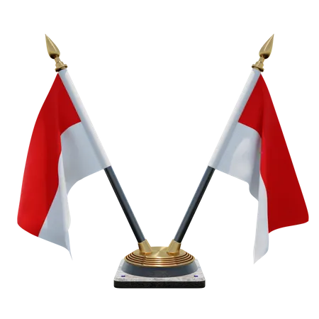 Indonesia Double Desk Flag Stand  3D Illustration