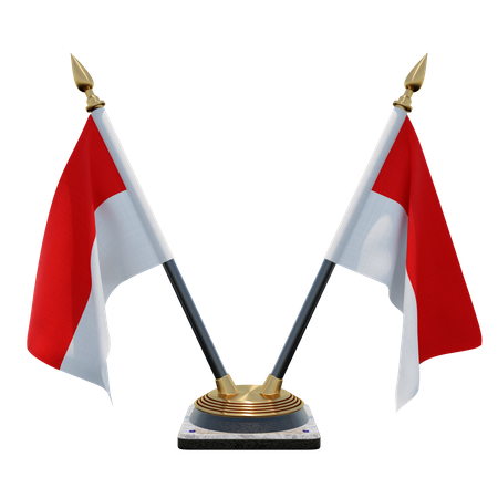Indonesia Double (V) Desk Flag Stand 3D Icon