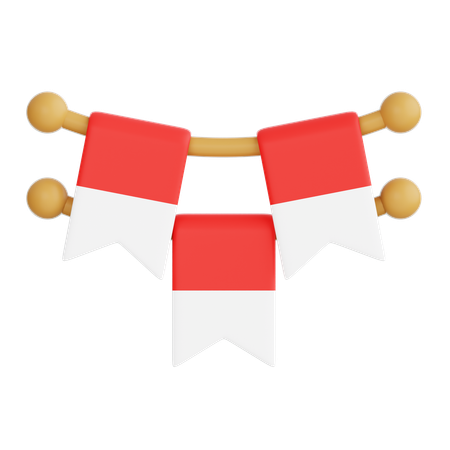 Indonesia Flag Decoration  3D Icon