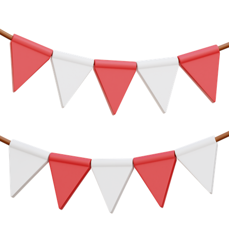 Indonesia Flag Garland 3D Icon