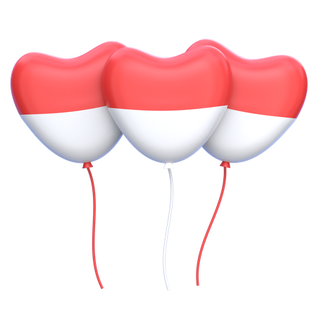 Indonesia Flag Heart Balloon  3D Icon