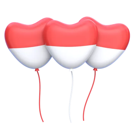 Indonesia Flag Heart Balloon  3D Icon