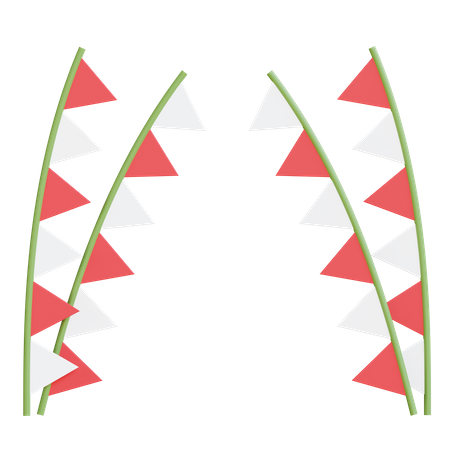 Indonesia Flag In Bamboo  3D Icon