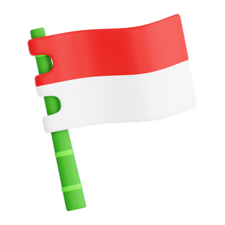 Indonesia Flag On Bamboo Spear  3D Icon