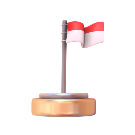 Indonesia Flag On Podium  3D Icon