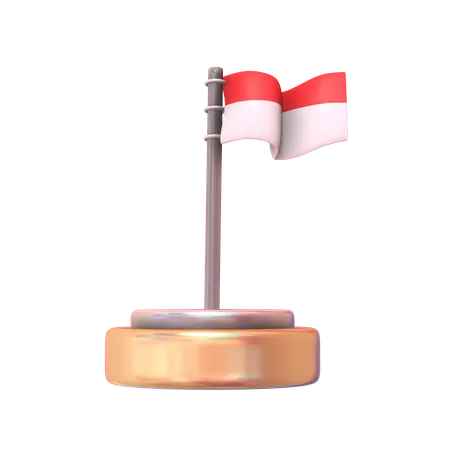 Indonesia Flag On Podium  3D Icon